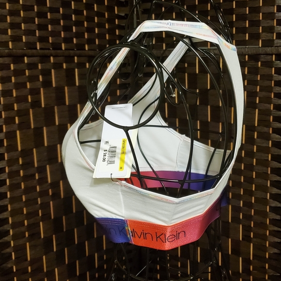 Calvin Klein Unlined Bralette White Rainbow Band - Picture 9 of 9